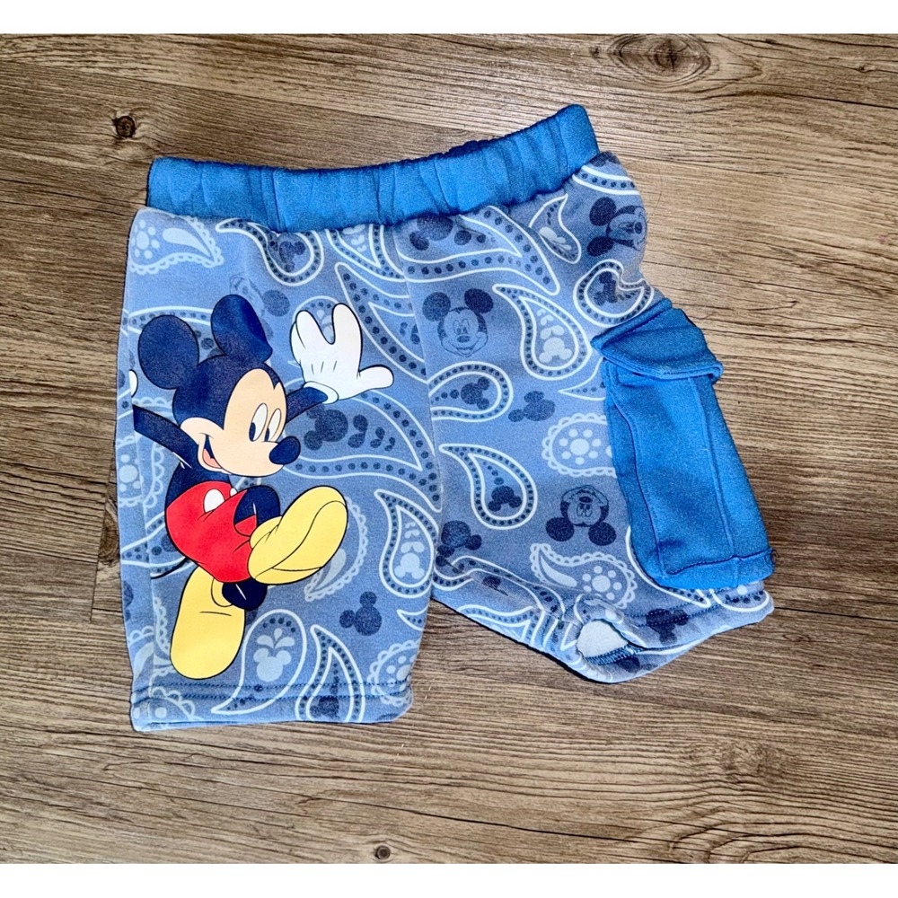 Disney Mickey Mouse Boys Blue Paisley Cargo Shorts Size 5